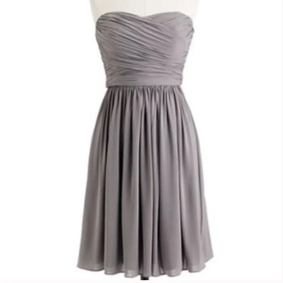 J. CREW | Arabelle Grey Silk Chiffon Strapless Formal Event Dress size 14 {NEW} - Picture 2 of 12